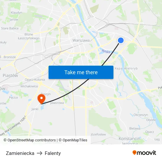 Zamieniecka to Falenty map