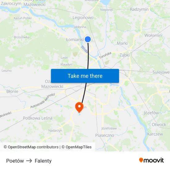 Poetów to Falenty map