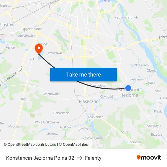 Konstancin-Jeziorna Polna 02 to Falenty map