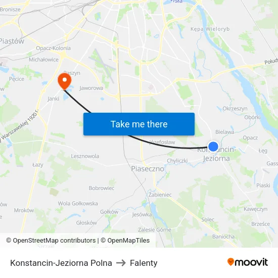 Konstancin-Jeziorna Polna to Falenty map