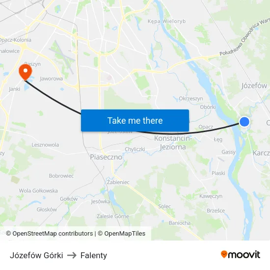Józefów Górki to Falenty map