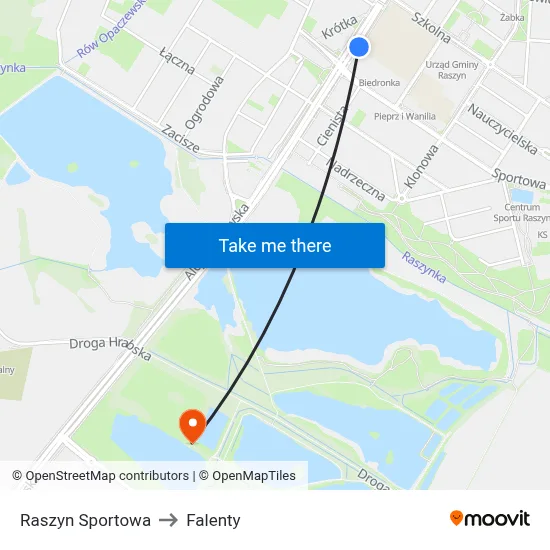 Raszyn Sportowa to Falenty map