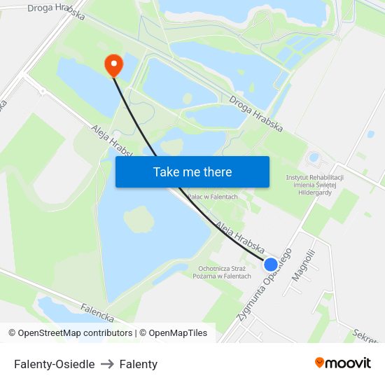 Falenty-Osiedle to Falenty map