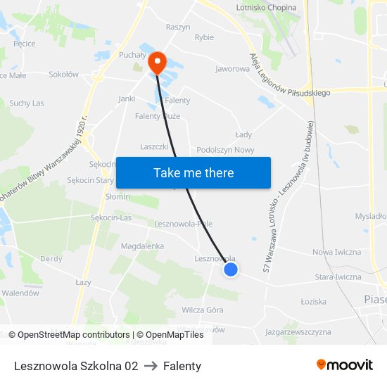 Lesznowola Szkolna 02 to Falenty map