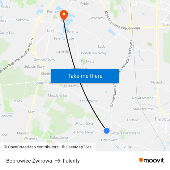 Bobrowiec Żwirowa to Falenty map