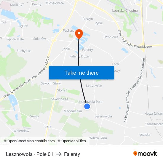 Lesznowola - Pole 01 to Falenty map