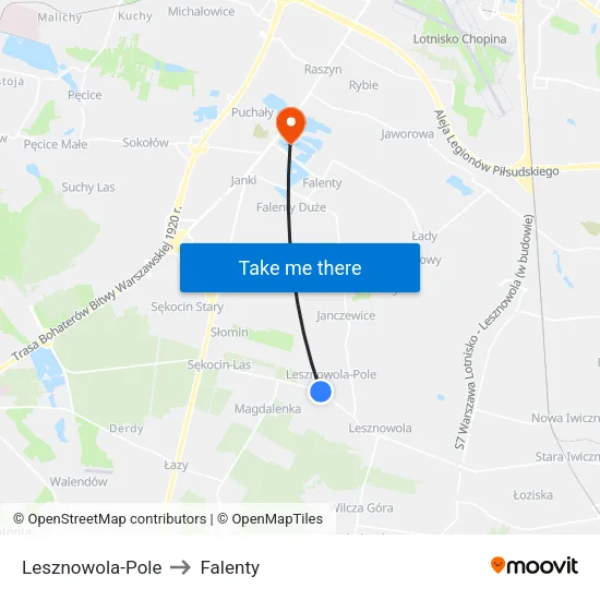 Lesznowola - Pole to Falenty map