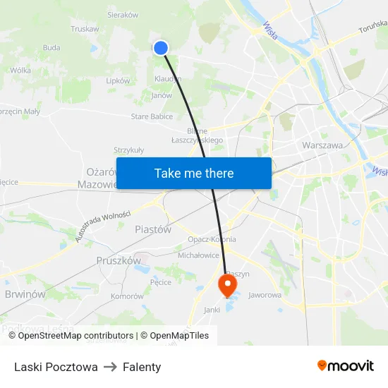 Laski Pocztowa to Falenty map