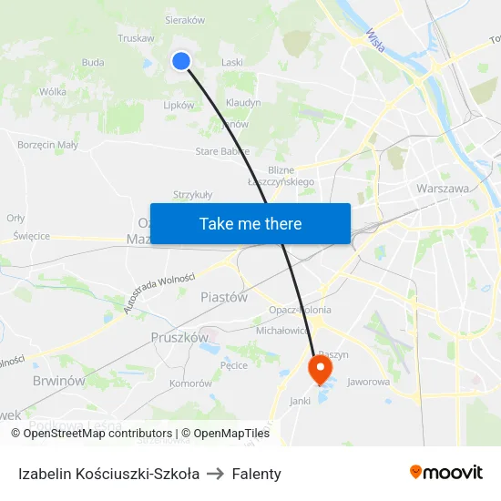 Izabelin Kościuszki - Szkoła to Falenty map