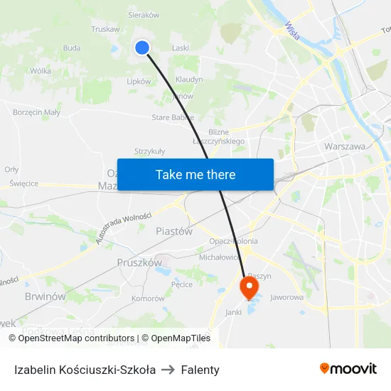 Izabelin Kościuszki - Szkoła to Falenty map