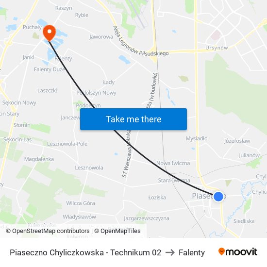 Piaseczno Chyliczkowska - Technikum 02 to Falenty map