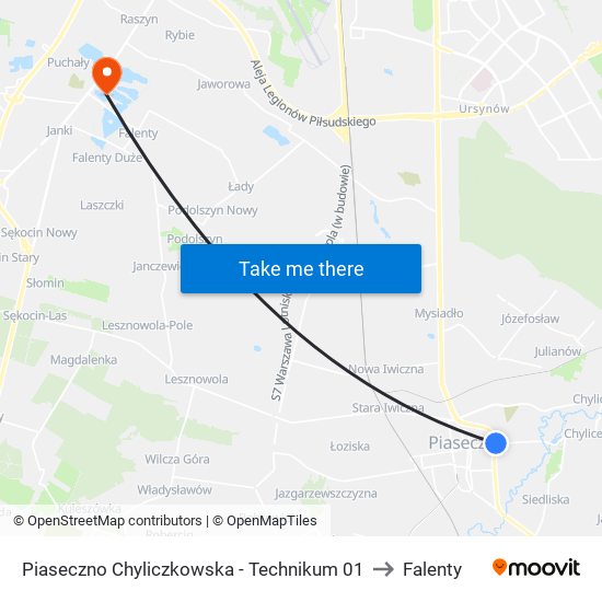 Piaseczno Chyliczkowska - Technikum 01 to Falenty map