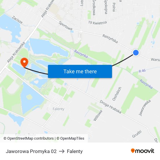 Jaworowa Promyka to Falenty map