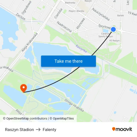 Raszyn Stadion to Falenty map