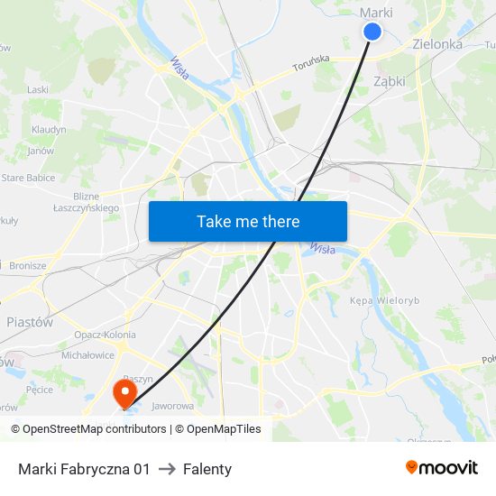 Marki Fabryczna to Falenty map