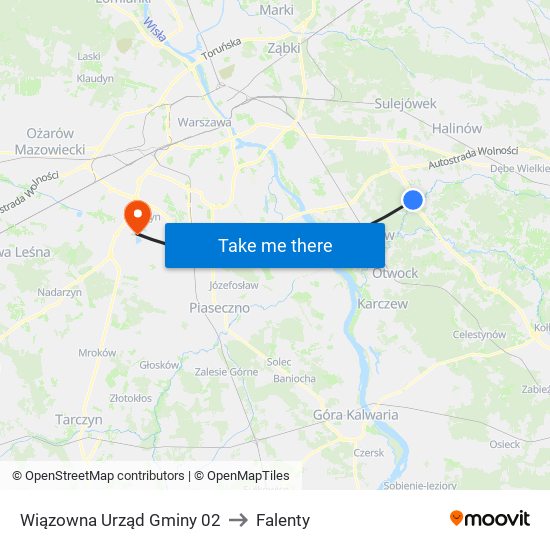 Wiązowna Urząd Gminy 02 to Falenty map