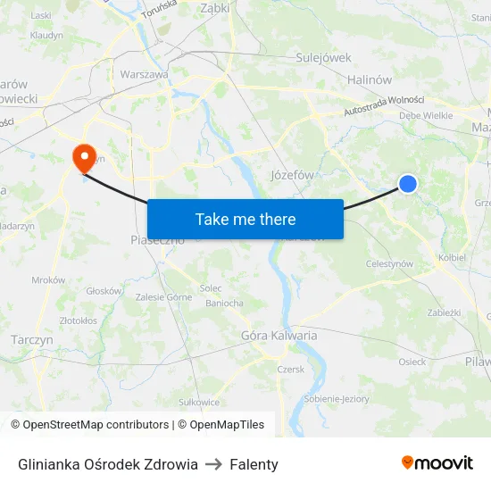 Glinianka Ośrodek Zdrowia to Falenty map