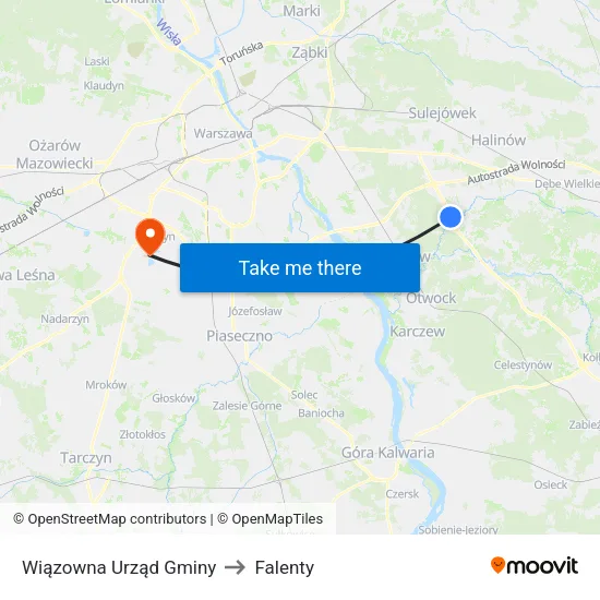 Wiązowna Urząd Gminy to Falenty map