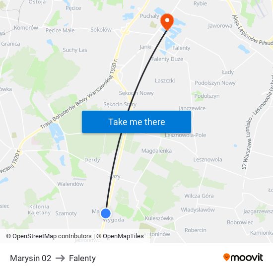Marysin 02 to Falenty map