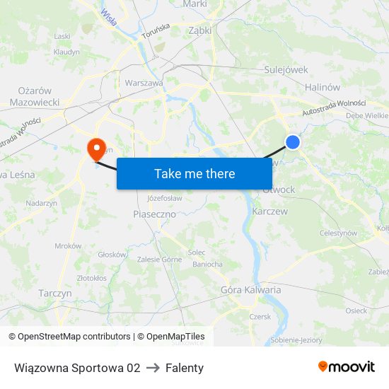 Wiązowna Sportowa to Falenty map