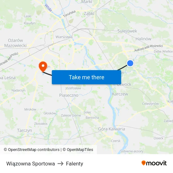 Wiązowna Sportowa to Falenty map