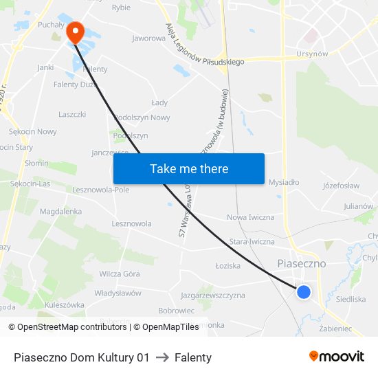 Piaseczno Dom Kultury 01 to Falenty map