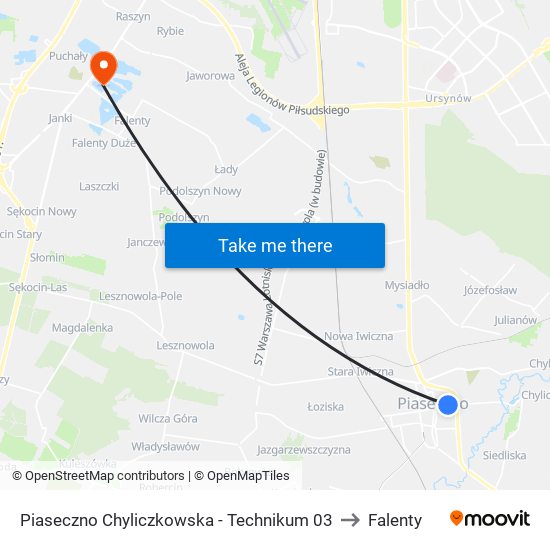 Piaseczno Chyliczkowska - Technikum 03 to Falenty map