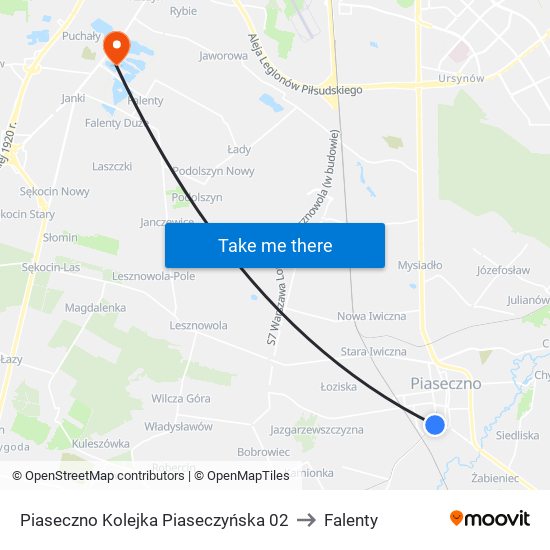 Piaseczno Kolejka Piaseczyńska 02 to Falenty map