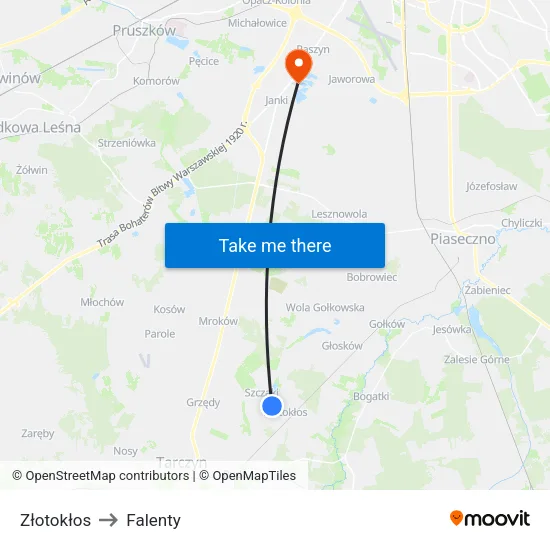 Złotokłos to Falenty map