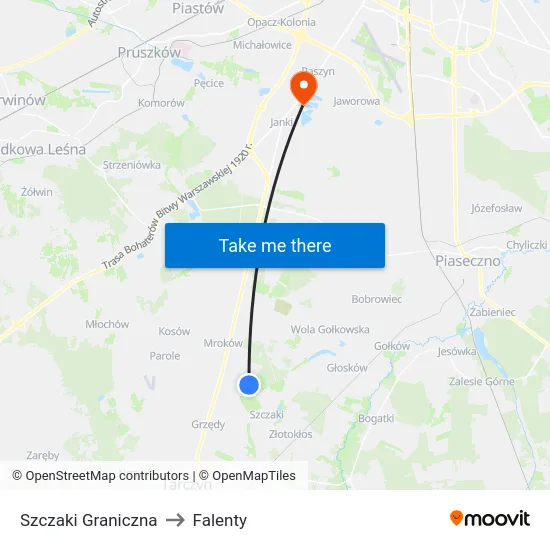 Szczaki Graniczna to Falenty map
