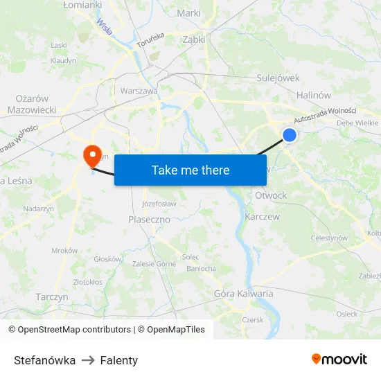 Stefanówka to Falenty map