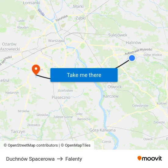 Duchnów Spacerowa to Falenty map