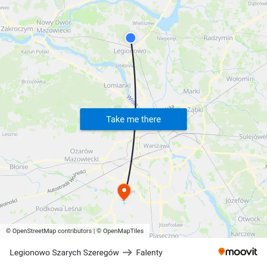 Legionowo Szarych Szeregów to Falenty map