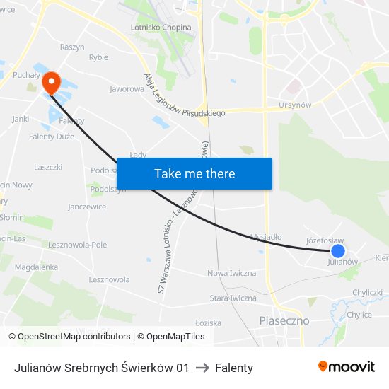 Julianów Srebrnych Świerków 01 to Falenty map