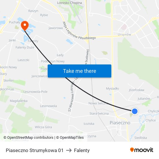 Piaseczno Strumykowa 01 to Falenty map