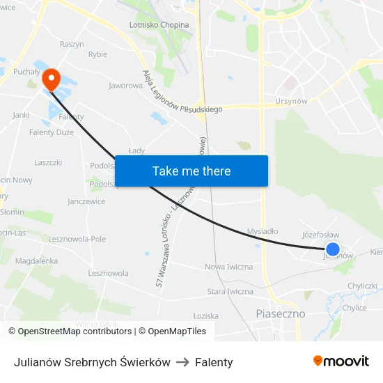 Julianów Srebrnych Świerków to Falenty map