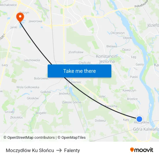 Moczydłów Ku Słońcu to Falenty map