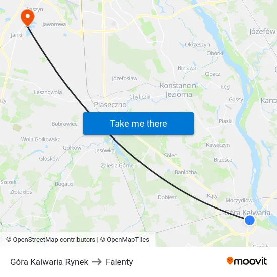 Góra Kalwaria Rynek to Falenty map