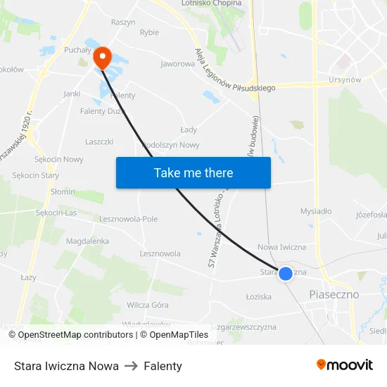 Stara Iwiczna Nowa to Falenty map