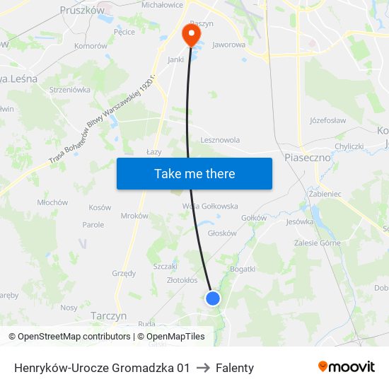 Henryków-Urocze Gromadzka 01 to Falenty map