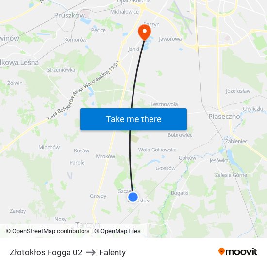 Złotokłos Fogga 02 to Falenty map