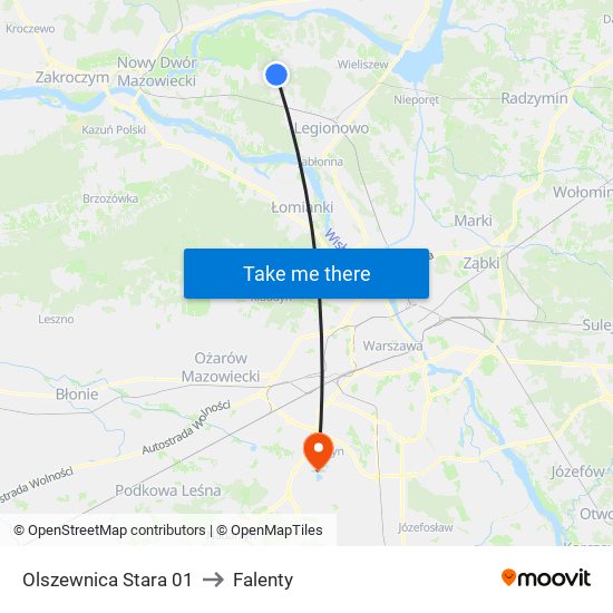 Olszewnica Stara 01 to Falenty map