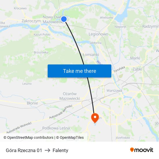 Góra Rzeczna 01 to Falenty map