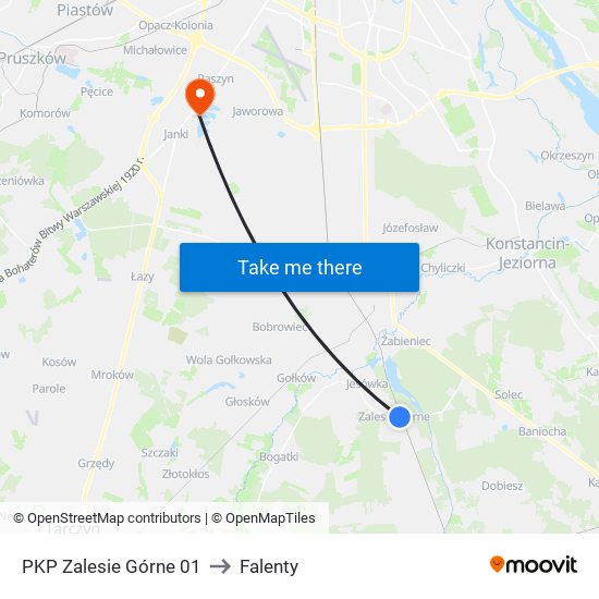 PKP Zalesie Górne 01 to Falenty map