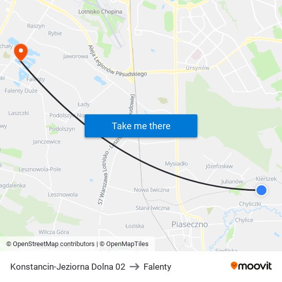 Konstancin-Jeziorna Dolna 02 to Falenty map