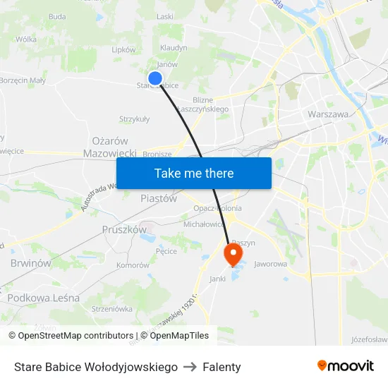Stare Babice Wołodyjowskiego to Falenty map