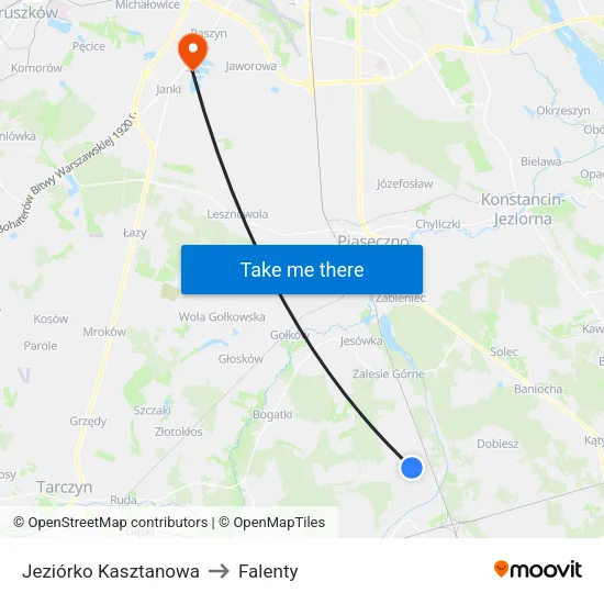 Jeziórko Kasztanowa to Falenty map