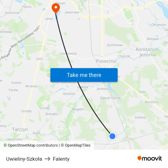 Uwieliny - Szkoła to Falenty map
