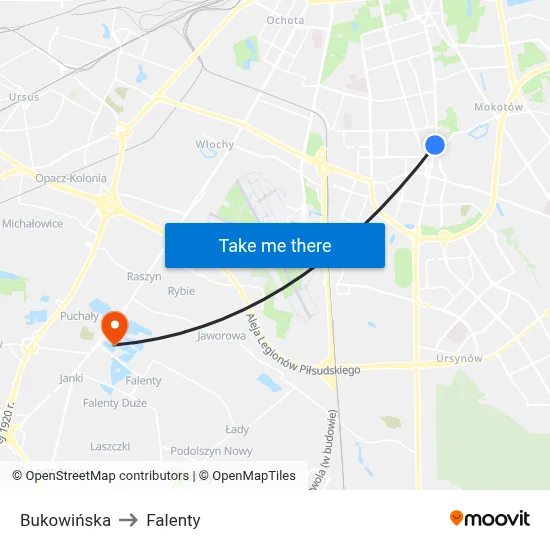 Bukowińska to Falenty map