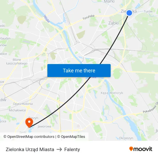 Zielonka Urząd Miasta to Falenty map